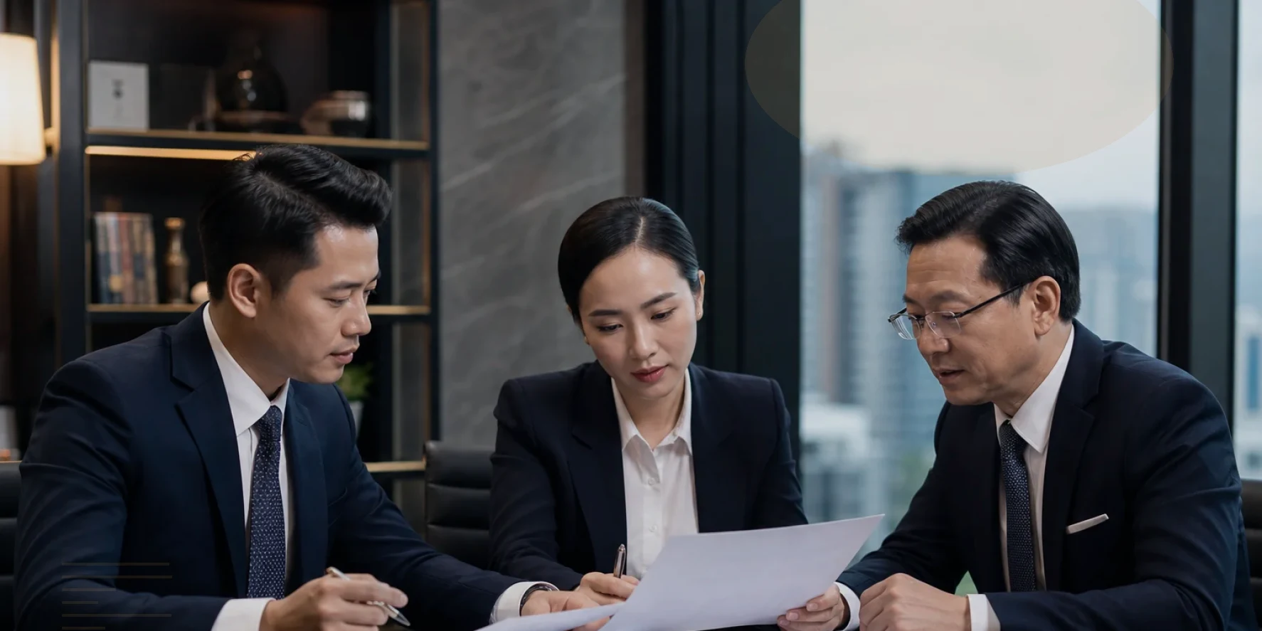 Counsel explain legal exposure and practical choices during a client meeting for commercial transaction legal counsel