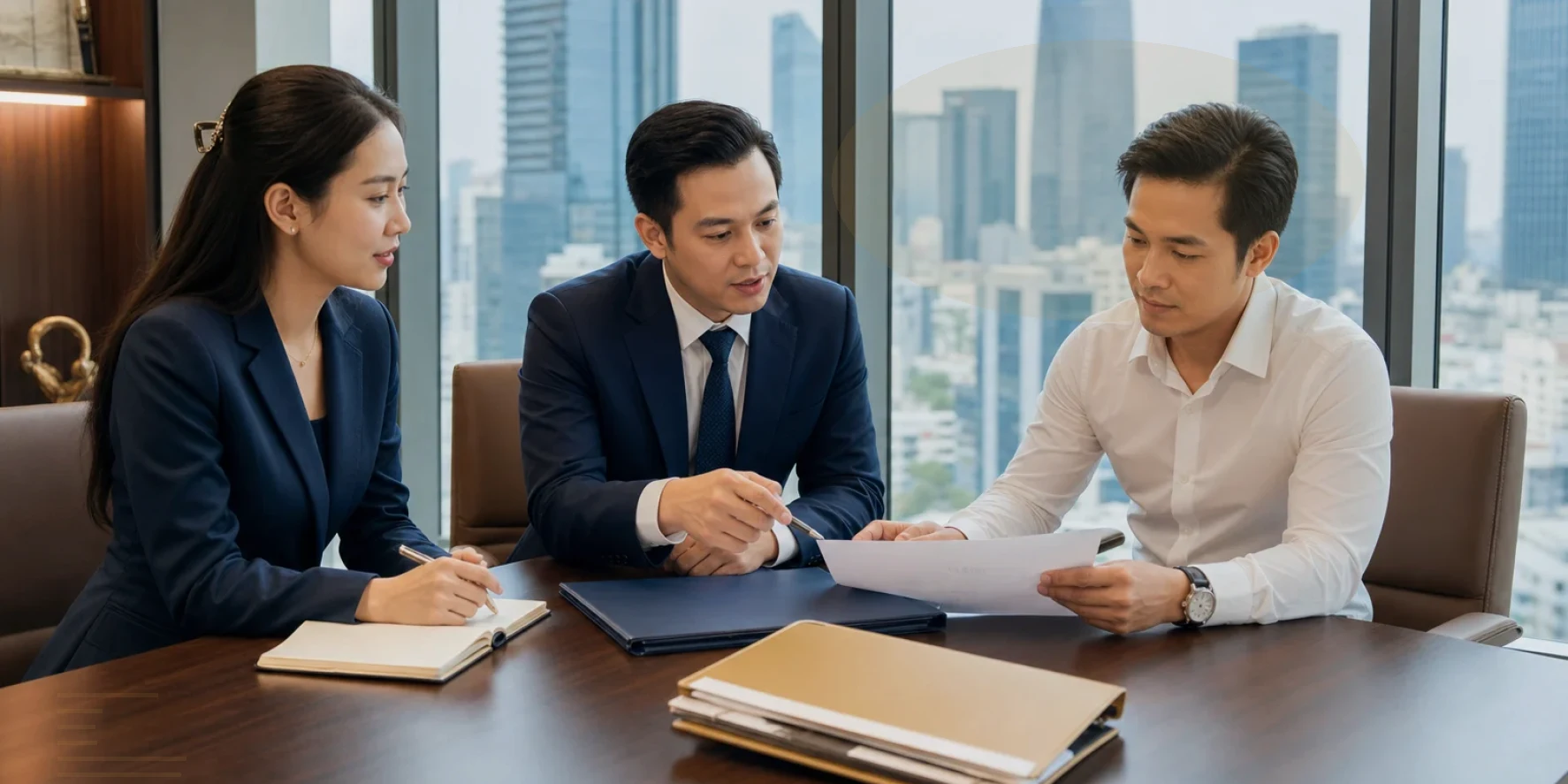 The legal team compare source records and annotate the first risk findings for property law firm Ho Chi Minh City