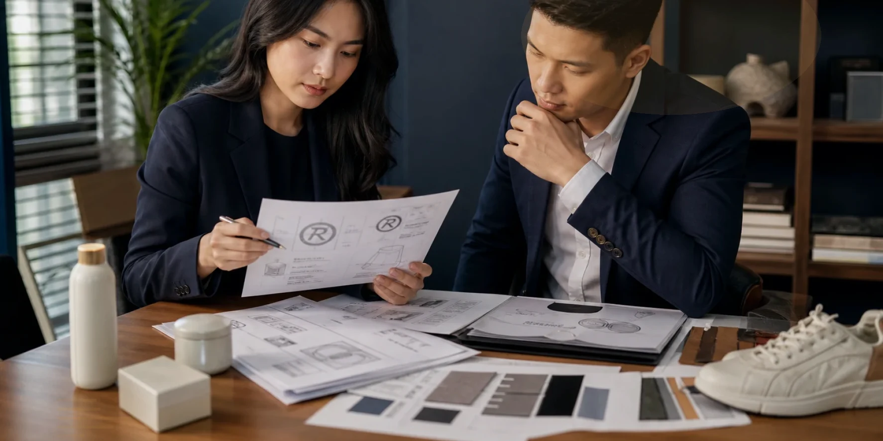 The legal team compare source records and annotate the first risk findings for trademark opposition Vietnam