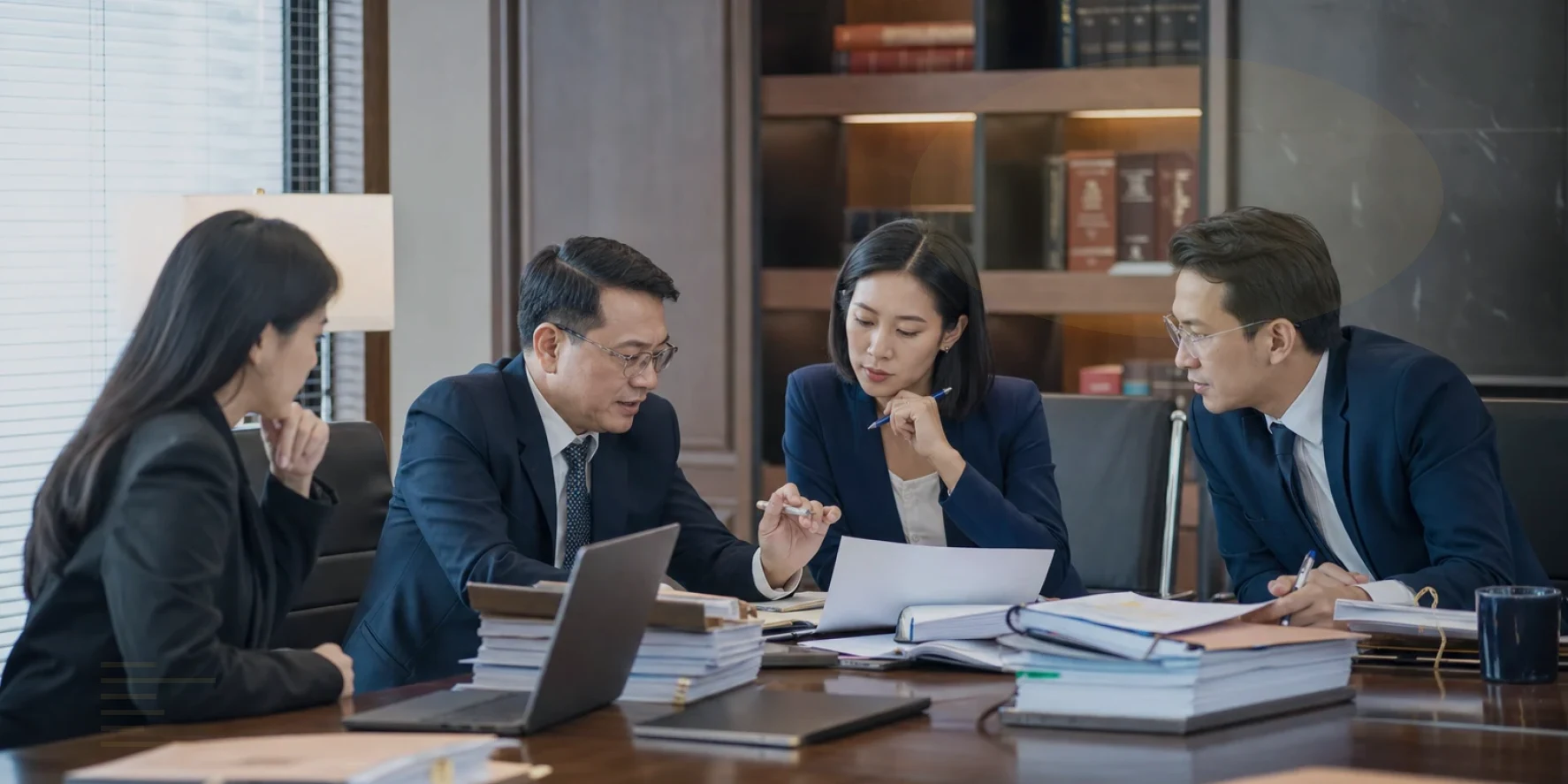 Lawyers and management review the risk matrix before approving action for civil litigation lawyer Vietnam